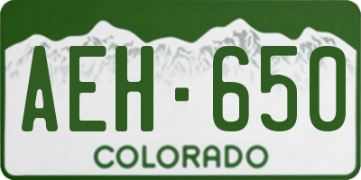 CO license plate AEH650