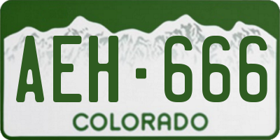 CO license plate AEH666