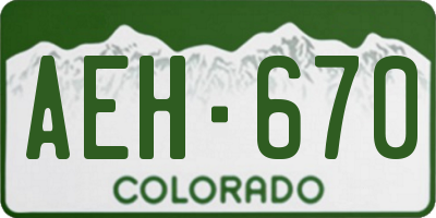 CO license plate AEH670