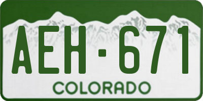 CO license plate AEH671