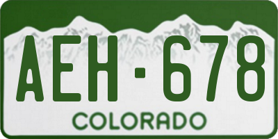 CO license plate AEH678