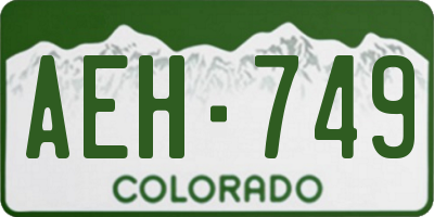 CO license plate AEH749