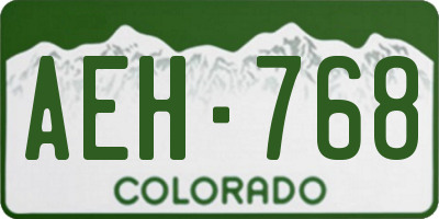 CO license plate AEH768