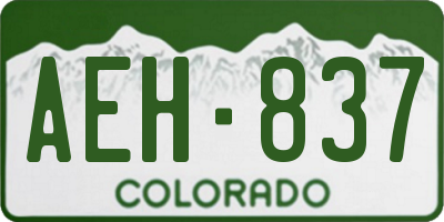 CO license plate AEH837