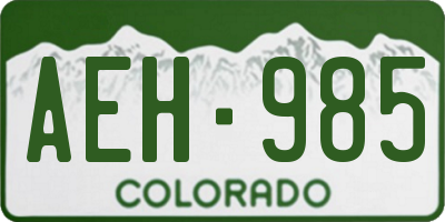 CO license plate AEH985