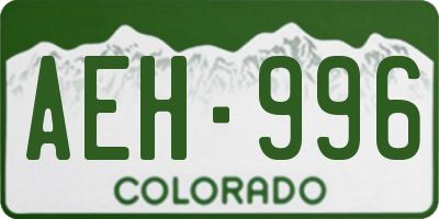 CO license plate AEH996