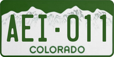 CO license plate AEI011