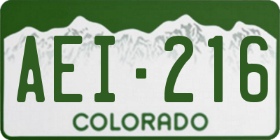 CO license plate AEI216
