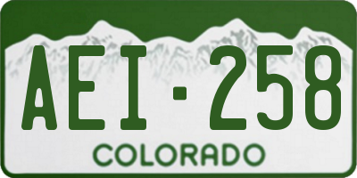 CO license plate AEI258