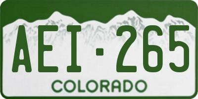 CO license plate AEI265
