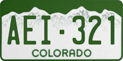 CO license plate AEI321