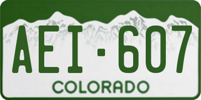 CO license plate AEI607