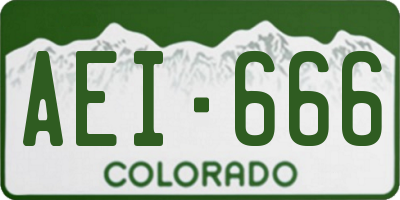 CO license plate AEI666