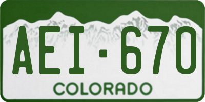 CO license plate AEI670