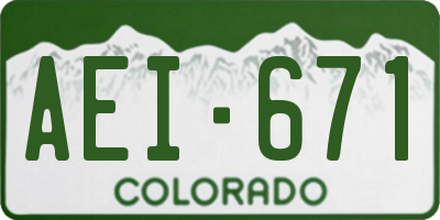 CO license plate AEI671