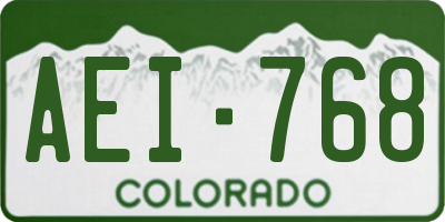 CO license plate AEI768