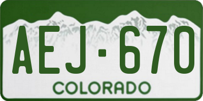 CO license plate AEJ670