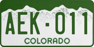 CO license plate AEK011