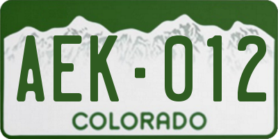 CO license plate AEK012