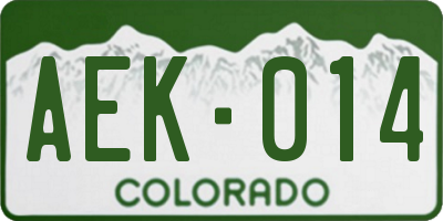 CO license plate AEK014