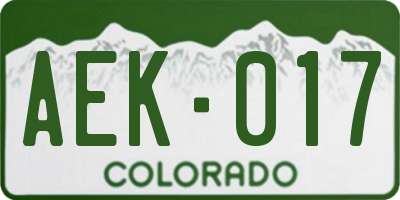 CO license plate AEK017