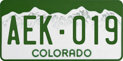CO license plate AEK019
