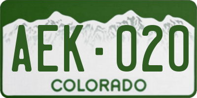 CO license plate AEK020