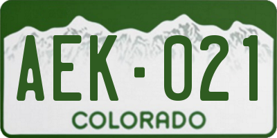 CO license plate AEK021