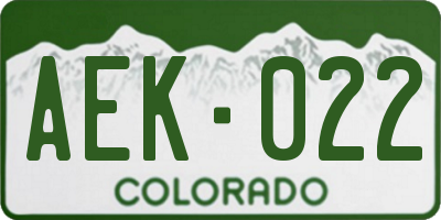 CO license plate AEK022