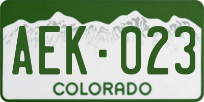 CO license plate AEK023