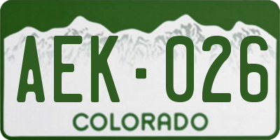 CO license plate AEK026