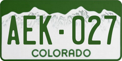CO license plate AEK027