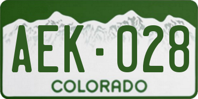 CO license plate AEK028