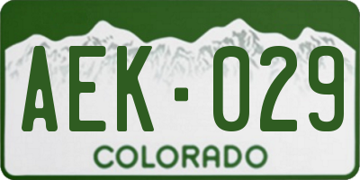 CO license plate AEK029