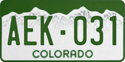 CO license plate AEK031