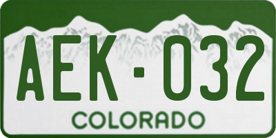 CO license plate AEK032