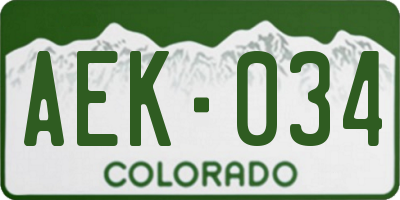 CO license plate AEK034