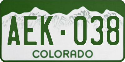 CO license plate AEK038