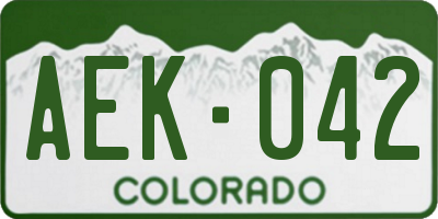 CO license plate AEK042