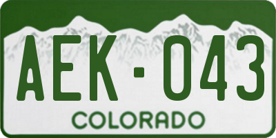 CO license plate AEK043