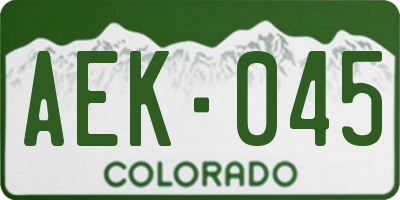 CO license plate AEK045