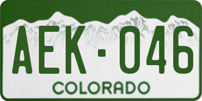 CO license plate AEK046