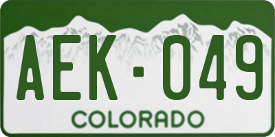 CO license plate AEK049