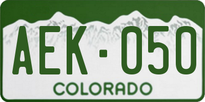 CO license plate AEK050
