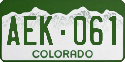 CO license plate AEK061