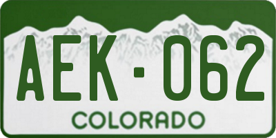 CO license plate AEK062