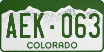 CO license plate AEK063