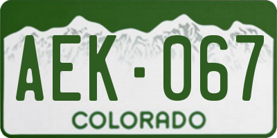 CO license plate AEK067
