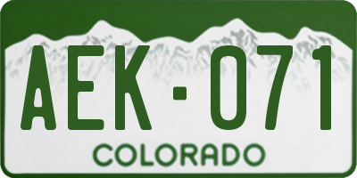 CO license plate AEK071