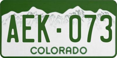 CO license plate AEK073